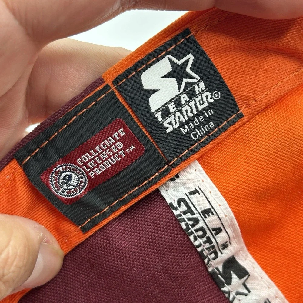 Vintage Virginia Tech‎ Hokies Hat Starter Two Tone Strapback Orange Red